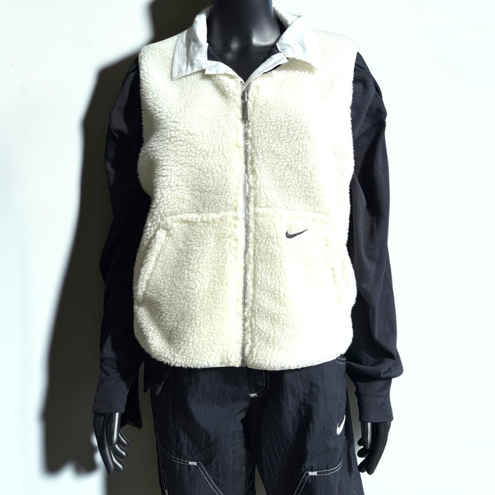 Nike Sportswear High-Pile Fleece Vest Womens XS Pink Reversible Sherpa Swoosh
